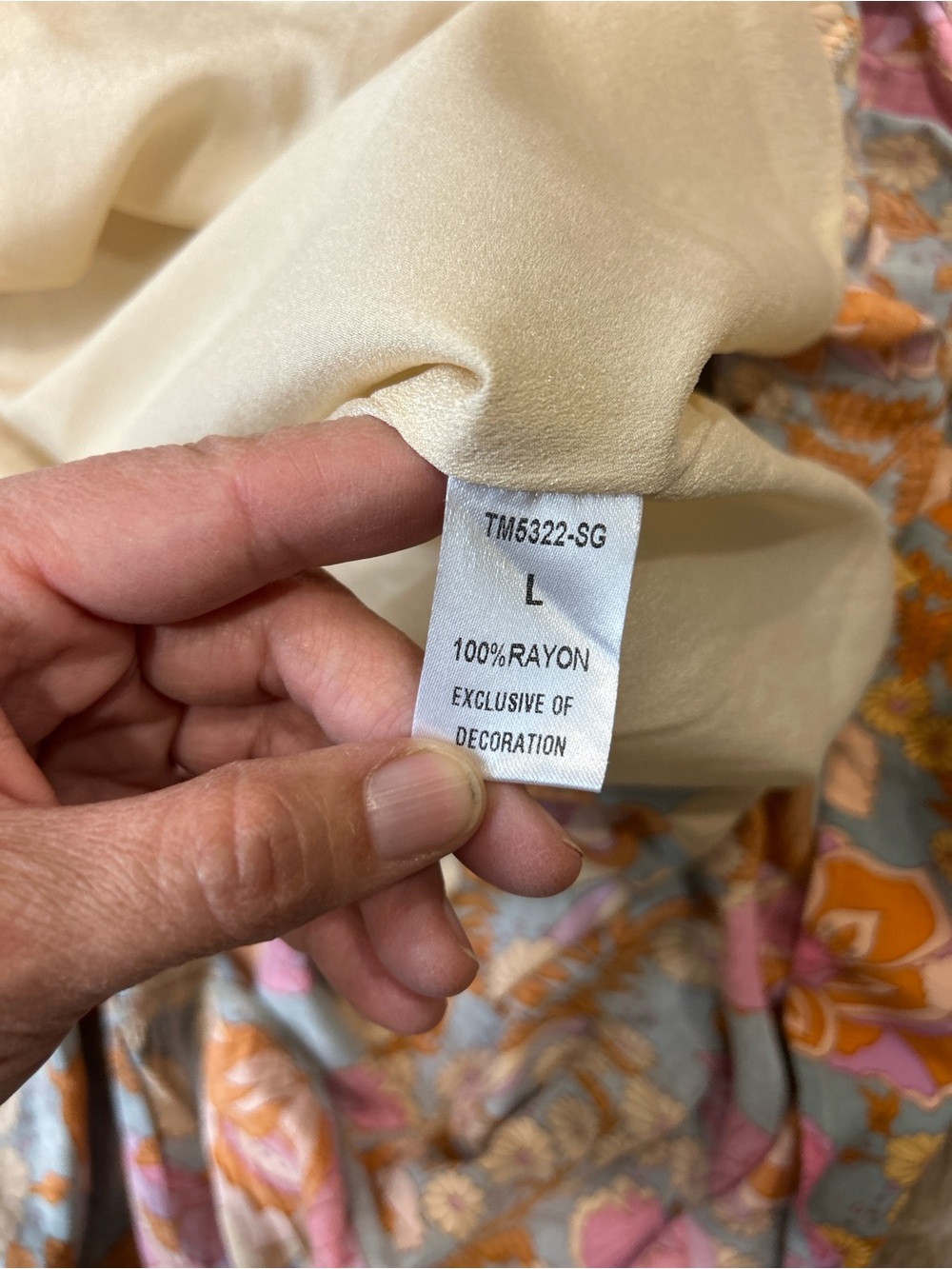 THML Blue Floral Maxi Dress with Pink & Orange Accents - Picture 6 of 8